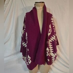 Aztec Raspberry & cream  sweater cardigan